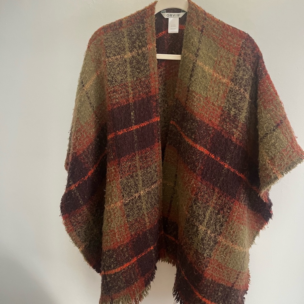 Orvis Plaid Wool Poncho
